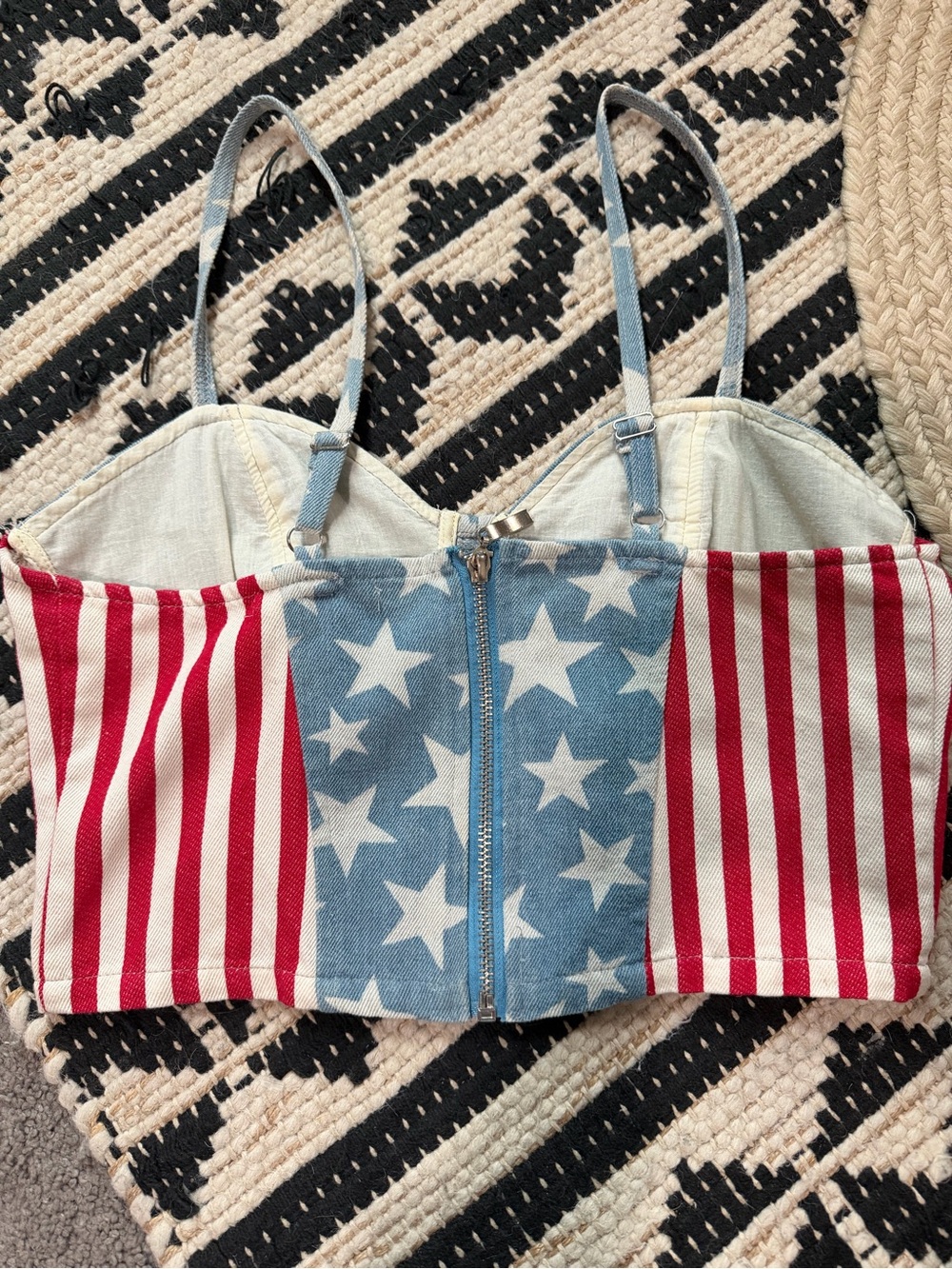 Patriotic Stars & Stripes Crop Top Corset - Picture 2 of 2
